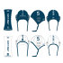 Waterpolo cap set blauw/wit. 2 caps