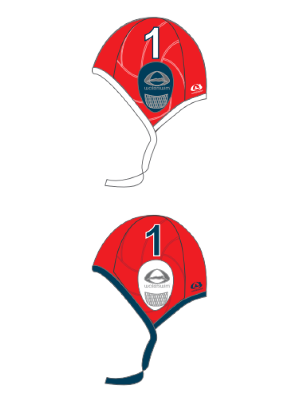 Waterpolo cap set rood. 2 caps